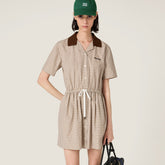 MiuMiu Women's Summer Plaid Print Collar Single Breasted Short Sleeved Short Dress #77738