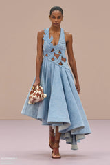 Zimmermann 2026 Spring/summer New Arrivals Alchemy Navy Blue Denim Dress Appliqu¨¦ Details And Knitted Spaghetti-strap Top Dress Lady #196834