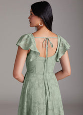 Agave A-Line Side Slit Floral Burnout Dress
