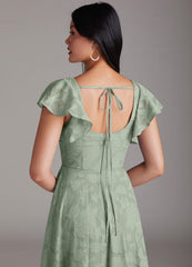 Agave A-Line Side Slit Floral Burnout Dress