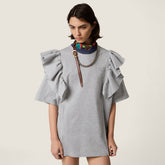 MiuMiu Women's Spring/summer Cotton Pleated Ruffled Dress Fashionable Casual Short Mini Dress Dresses Lady #196416