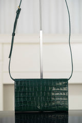 Chanel 26S Crocodile-print Envelope Bag Green Classic Envelope-style Flap Silhouette Matching Leather Shoulder Strap Can Be Worn Crossbody Over The Shoulder Or Carried By Hand Bags Lady #197124