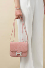 Hermes Women's Constance 19h Suede Flap Shoulder Bag With Silver And Gold Hardware Bag Bags #84116A