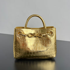 Bottega Veneta Andiamo Mini Crocodile Pattern Handbag Stylish And Elegant Bags In Gold And Silver Bag Bags Metallic-colored Leather Tends To Fade Easily #196