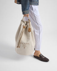 Prada Linen-blend Canvas Drawstring Travel Bag For Men Autumn/winter Fashion Trend Large Capacity Stylish Backpack Bags 2VY011_2CYA_F0216_V_OOO #81994A