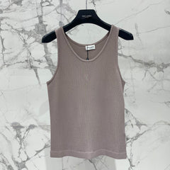 Saint Laurent Women's Spring And Summer U Neck Knit Undershirt Fashion Trend Casual Logo Embroidery Undershirt Vest Tops #81651