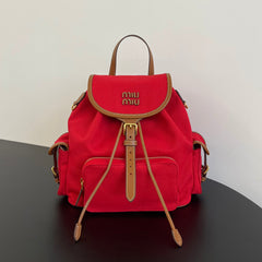 MiuMiu Women's Solid Color Leather Canvas Shoulder Bags Backpacks Bag #75842