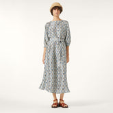 Loro Piana Mina Women's Dress Spring Summer Floral Pattern Printed Silk Long Seven Sleeve Fashion Elegant Dresses Ngvp #1727