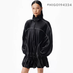 Alexander Wang Women's Color-block fabric Bright trim Zippered dress Jacket #194224
