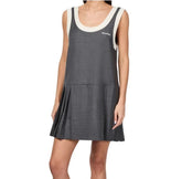 MiuMiuhirt Women's Spring/summer Cotton Gray Dress For Holiday Collection Loose Sleeveless Tank Top Pleated Dress Lady #195139