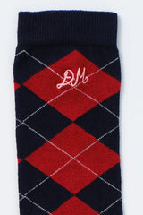 knee length socks - navy argyle