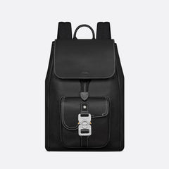Dior Men's Solid Color Adjustable Shoulder Strap Flap Drawstring Closure Grained Cowhide Shoulder Bag Bags #75297