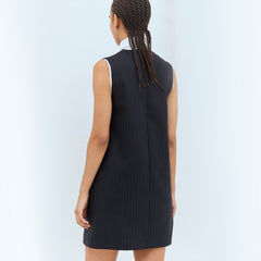 MiuMiu Women's Spring/summer Pinstripe Mini Dress Comfortable Fashion Lapel Sleeveless Straight Dresses #71963