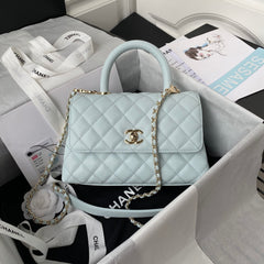 Chanel COCO Handle 23/28 Classic Logo Black Gold Leather Caviar Chain Shoulder Crossbody Mini Small Medium Women's Spring Summer Black Bag Bags #81954A