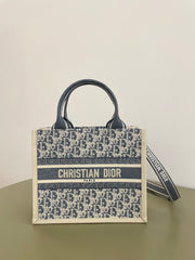 Dior Book Tote Women's Removable Shoulder Strap Classic Letter Embroidery Cotton Tote Bag Shopping Handbag Shoulder Bags #76876
