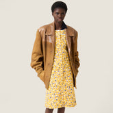 MiuMiu Women's Spring/summer Yellow Floral Print Dress Sleeveless Straight-cut Mid-length Dress Fashionable Casual Dress Lady #196230