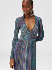 Missoni Women's Spring & Autumn Colorblocking V-Neck Knit Pullover Long Sleeve Dress Ngvp #1849
