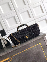 Chanel Tweed Handle Flap Bags Tote Bag Fashionable And Versatile Evening Clutch Luxurious Women's Handbag #82445A