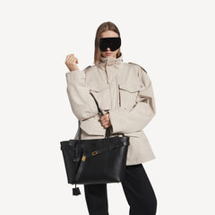 Balenciaga Bel Air Black Shoulder Bag With Gold Buckle And Belt Design Large Capacity Tote Bag Bags #84179A