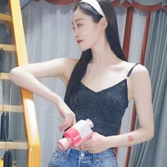 Chanel Women's Summer Fashion Casual Solid Color V Neck Spaghetti Strap Sleeveless Logo Tank Top Vest #79443