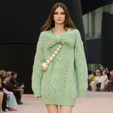 Chanel Women's Spring/Fall High-Street Bow-Neck Knit Higher Quality Long-Sleeve Solid-Color Mohair Wool Short Dress Dresses Ngvp #2647