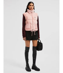 Moncler Women's Spring and Autumn Pink Logo Zipper Drawstring Down Sleeveless Vest Jacket #72875