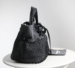 Balenciaga Women's Monogrammed Printed Drawstring Closure Mesh Pocket Tote Bag Bags #75669