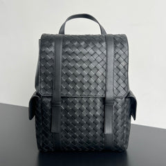 Bottega Veneta Back To School Men's Solid Color Flap Closure Woven Cowhide Leather Shoulder Bag Backpack Rucksack Bags #75798