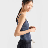 Prada Women's Spring/Summer 26 New Arrival Cotton Striped Tank Top Retro Color-Block Striped Pattern Stretch Slim-Fit Tank T-Shirt Lady Vest #195519