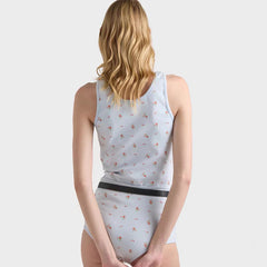 Prada Women's Spring And Summer Blue Floral Vest Lightweight Breathable Fashionable Casual Simple Sleeveless Vest Lady #195332