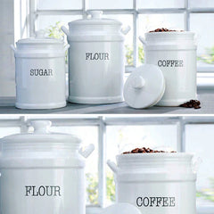 LARGE Ironstone Inspired Airtight Food Canisters, Set of 3