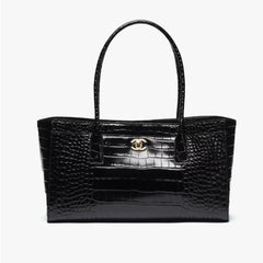 Chanel Spring/Summer 2026 Crocodile-Embossed Leather Handbag Classic Double C Metal Logo Stylish and Elegant Large-Capacity Clutch Bags Bag #195597