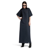 Balenciaga NAIL POLISH Women's Summer Fashion Casual Solid Color Round Neck Letter Print Short Sleeve Extra Long T-Shirt Dress #78255