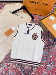 Louis Vuitton Women's Spring and Autumn Solid Color Embroidery Logo Decoration Fine Sister Sheep Wool Sleeveless Vest #74824