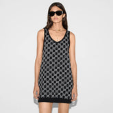 Gucci Women's Summer Logo Print Wool Round Neck Strapless Dress #77426