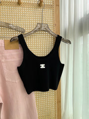Celine Triomphe Women's Knit Tank Top Classic Black And White Spring/summer Fashion Tank Top Lady Vest #196636