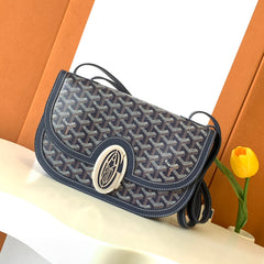 GOYARD Men's and Women's Old Flower Full Print Adjustable Shoulder Strap Canvas Patchwork Leather Flap Messenger Bag Shoulder Crossbody Bags #75318