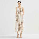 Brunello Cucinelli 26ss Printed Dress Lightweight Breathable Cotton Women's Spring/summer Sleeveless V-neck Fitted Maxi Dresses Lady #195659