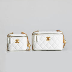 Chanel Women's Solid Color Chain Shoulder Grain Embossed Calfskin Box Bag Tote Shoulder Bags #75941
