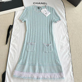 Chanel Women's Summer Fashion Casual Knit Crew Neck Short Sleeve Dress #78462