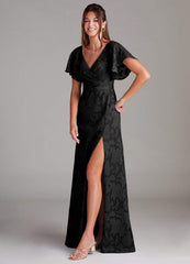Black A-Line Pleated Floral Burnout Dress