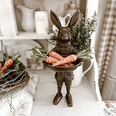 Bronze Royal Rabbit Statue with Dish