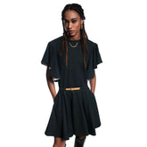 Louis Vuitton Women's Summer Solid Color Ruffle Sleeve Tunic Short Sleeve Dresses #75876
