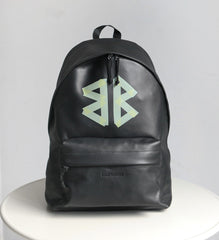 Balenciaga Explorer Men's Letter Print Black Grained Cowhide Leather Backpack Bag Bags #77713