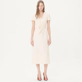 Valentino Crepe Couture Floral Embroidered Dress Women's Spring/summer White V-neck Short-sleeve Elegant Maxi Casual Dress Lady #196777
