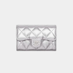 Chanel Black Classic Cf Card Holder With Flip Top Compact Wallet Black And Gold Metallic Finish Bag Bags Metallic-colored Leather Tends To Fade Easil #84161A