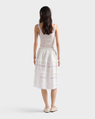Prada 2026 New Arrival Women's White Lace Spaghetti-strap Tank Top Lightweight Knit Tank Top With Lace Trim Lady Vest #197032