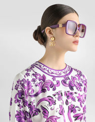 Dolce&Gabbana Women's Spring/Summer Majolica Printed Silk Round Neck Tie-Waist Charmeuse Dresses Casual Solid Color Long Pants Ngvp #2151