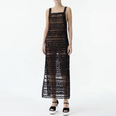 Chanel Women's Black Hollow Sexy Slim Halter Dress Spring And Summer Fashion Temperament Elegant Long Dress Skirt Ngvp #1967