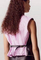 Chanel Women's Black Leather Vest With Purple Lining Sexy New Spring/summer Arrival Elegant And Exquisite Leather Vest Lady #82776A